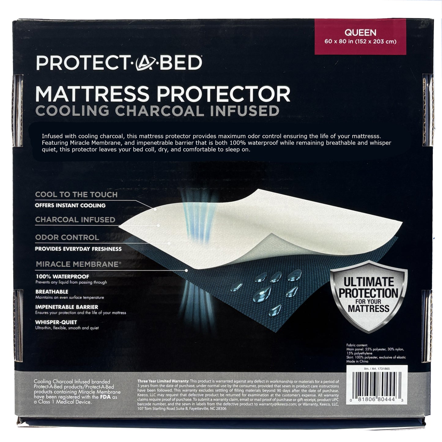 Cooling Charcoal Infused Waterproof 5-sided Mattress Protector